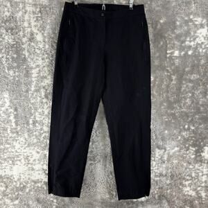 LL Bean Size 12 Stretch Flat Front Zipper Pants Black Button Zip Pocket